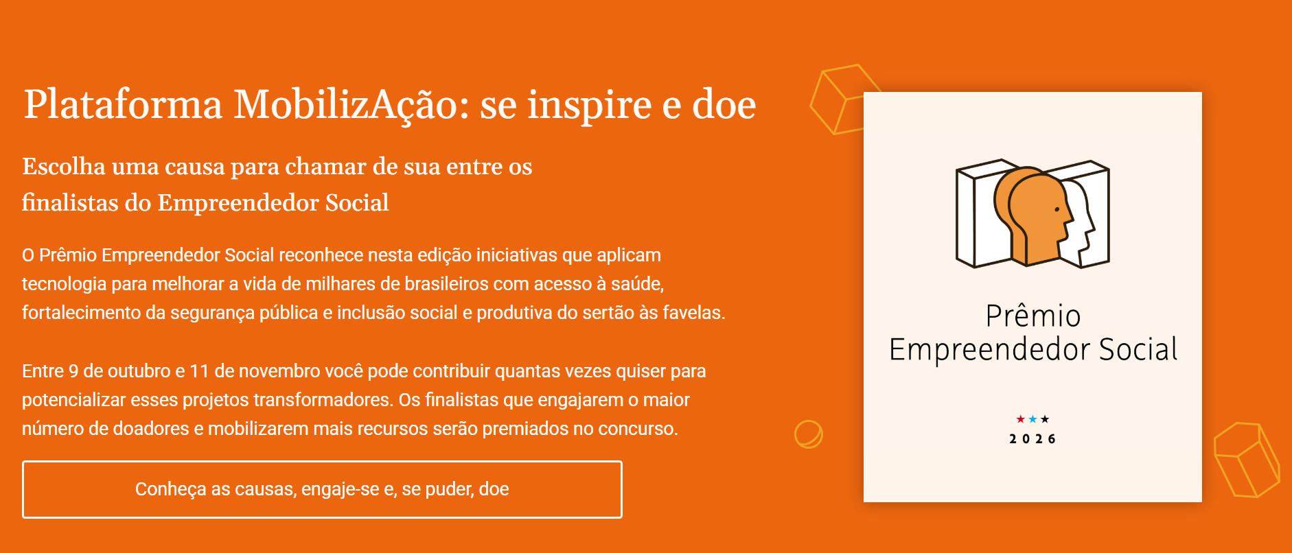 Arredondar apoia plataforma de doação do Prêmio Empreendedor Social 2026